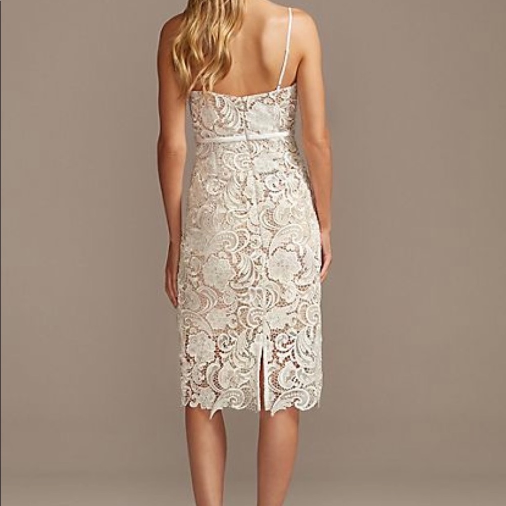 Crochet Lace Overlay MIDI Spaghetti Strap Dress